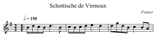 Schottische de Virmoux - staff notation