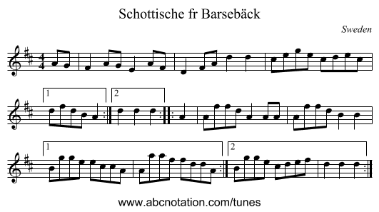 Schottische fr Barsebäck - staff notation