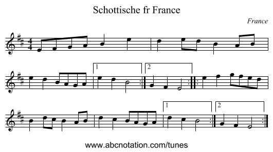 Schottische fr France - staff notation