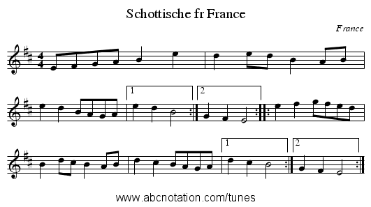 Schottische fr France - staff notation