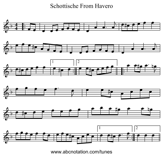 Schottische From Havero - staff notation