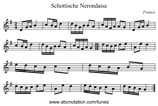 Schottische Nerondaise - staff notation