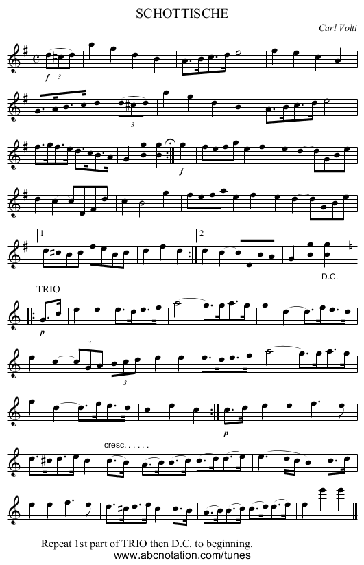 SCHOTTISCHE - staff notation
