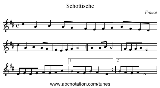 Schottische - staff notation