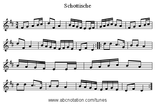 Schottische - staff notation