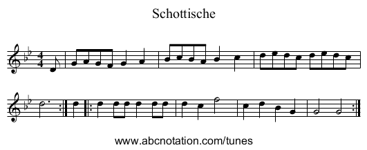 Schottische - staff notation