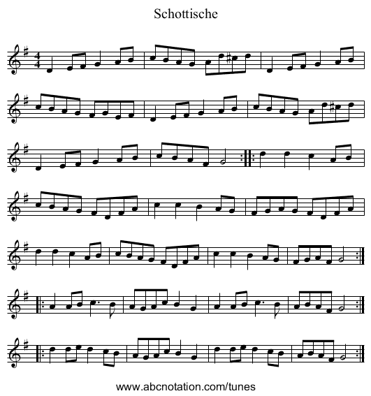 Schottische - staff notation