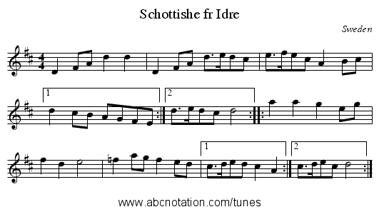 Schottishe fr Idre - staff notation
