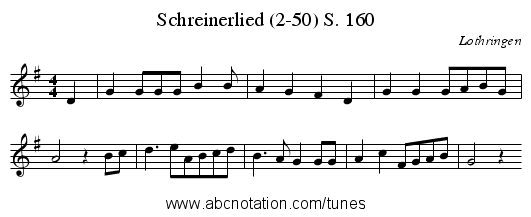Schreinerlied (2-50) S. 160 - staff notation