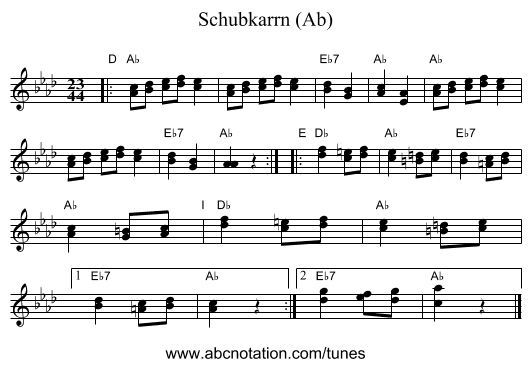 Schubkarrn (Ab) - staff notation