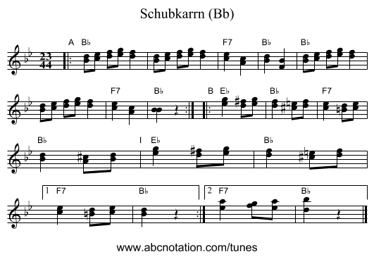 Schubkarrn (Bb) - staff notation