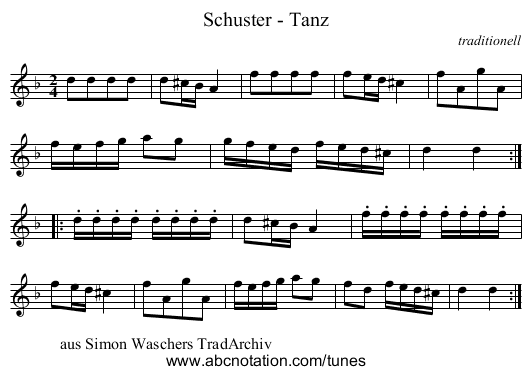 Schuster - Tanz - staff notation