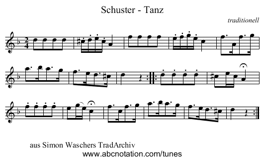 Schuster - Tanz - staff notation