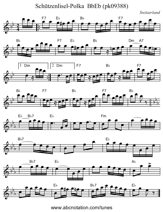 Sch&uuml;tzenlisel-Polka  BbEb (pk09388) - staff notation