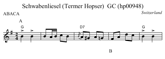 Schwabenliesel (Termer Hopser)  GC (hp00948) - staff notation