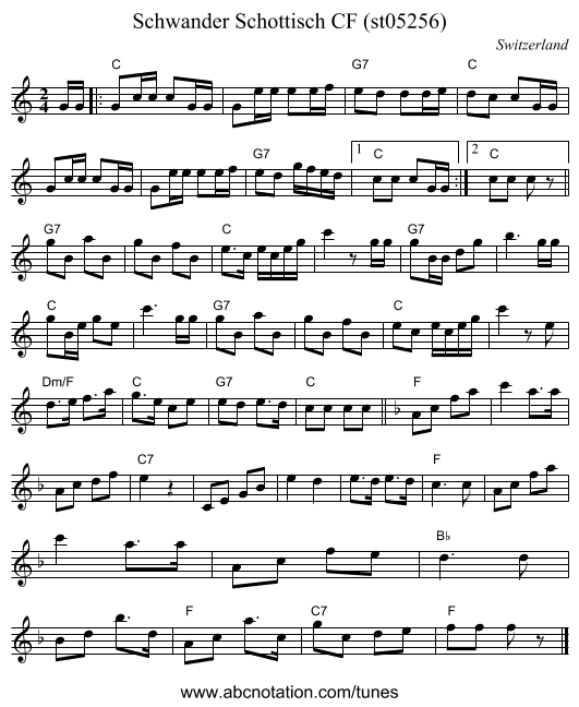Schwander Schottisch CF (st05256) - staff notation