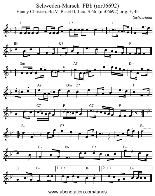 Schweden-Marsch  FBb (mr06692) - staff notation