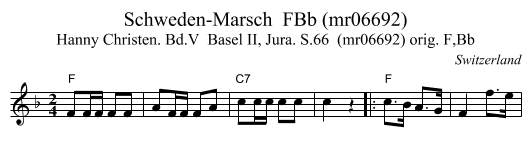 Schweden-Marsch  FBb (mr06692) - staff notation