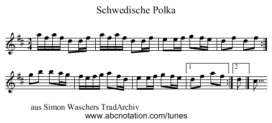 Schwedische Polka - staff notation