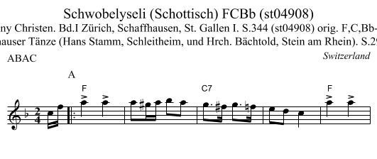 Schwobelyseli (Schottisch) FCBb (st04908) - staff notation