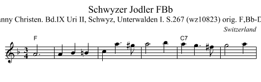 Schwyzer Jodler FBb - staff notation