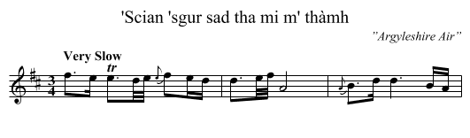 'Scian 'sgur sad tha mi m' thàmh - staff notation