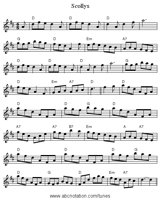 Scollys - staff notation