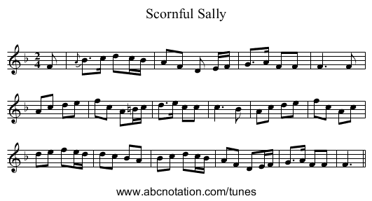 Scornful Sally - staff notation