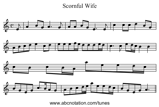 Scornful Wife - staff notation