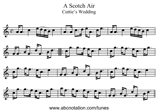 Scotch Air, A - staff notation