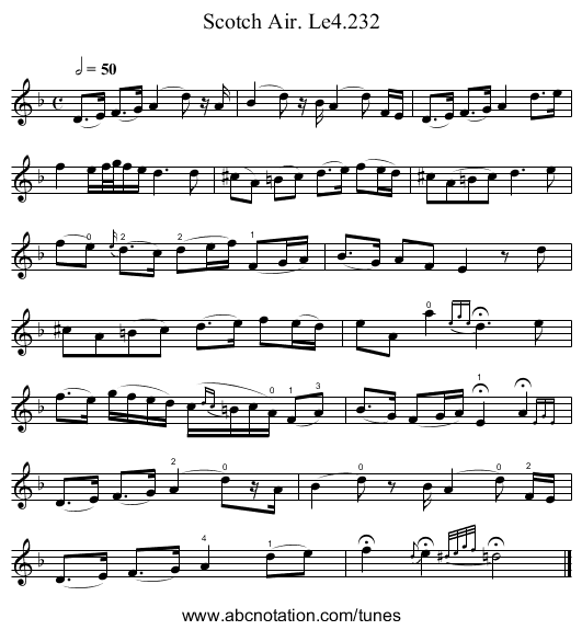 Scotch Air. Le4.232 - staff notation