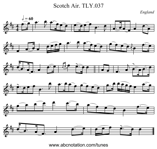 Scotch Air. TLY.037 - staff notation