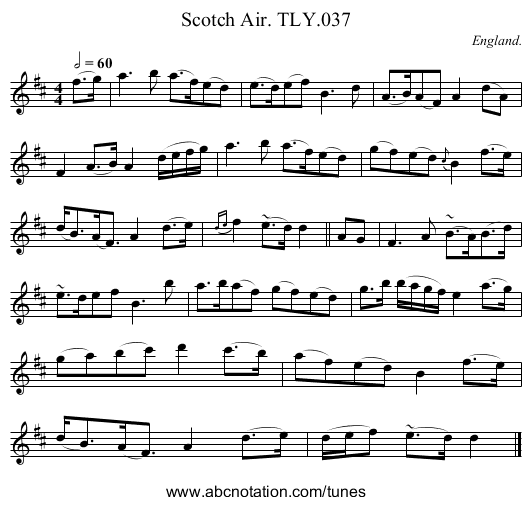 Scotch Air. TLY.037 - staff notation