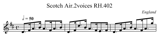 Scotch Air.2voices RH.402 - staff notation