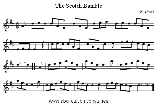 Scotch Bamble, The - staff notation