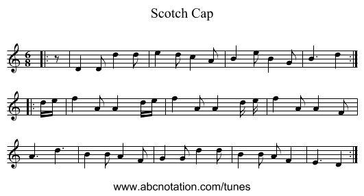 Scotch Cap - staff notation