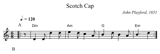 Scotch Cap - staff notation
