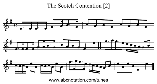 Scotch Contention [2], The - staff notation