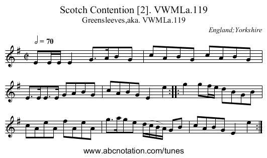 Scotch Contention [2]. VWMLa.119 - staff notation