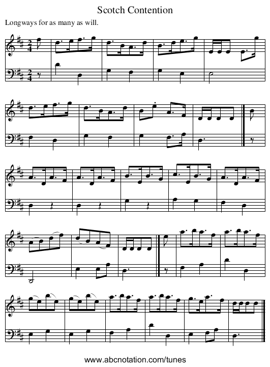 Scotch Contention - staff notation