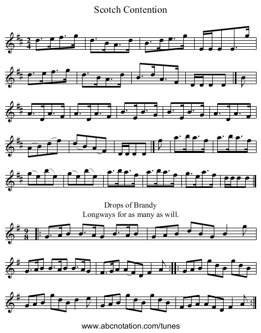Scotch Contention - staff notation