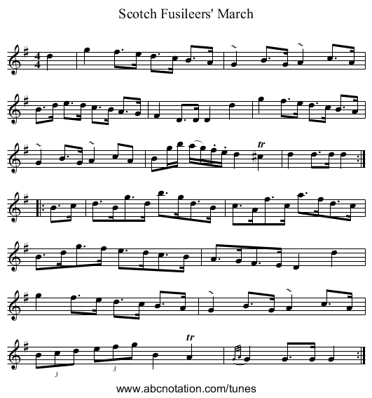 Scotch Fusileers' March - staff notation
