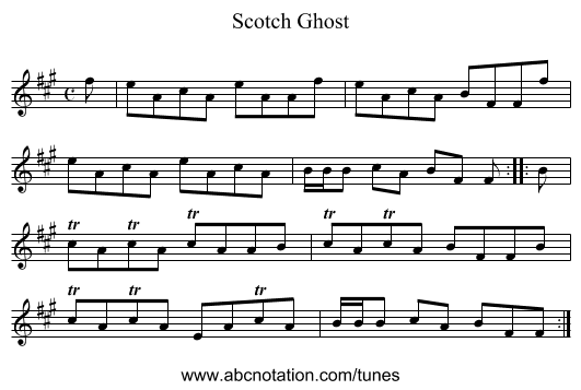 Scotch Ghost - staff notation