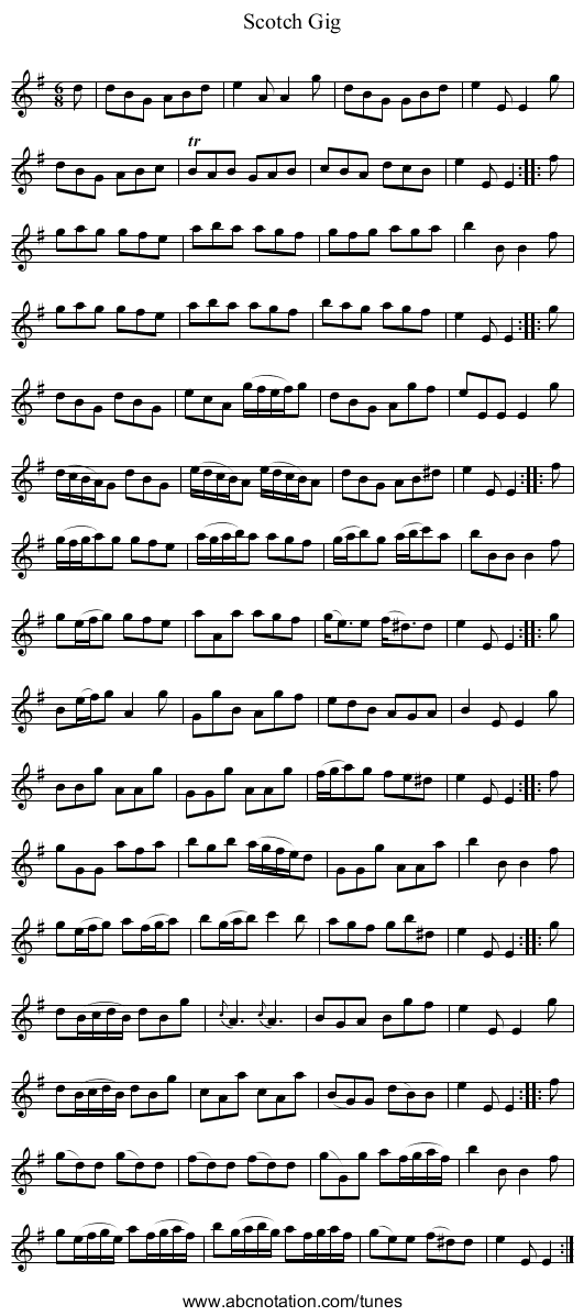Scotch Gig - staff notation