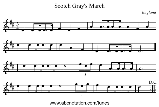 Scotch Gray's March - staff notation