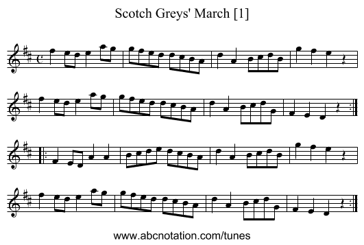 Scotch Greys' March [1] - staff notation