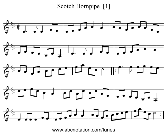 Scotch Hornpipe  [1] - staff notation
