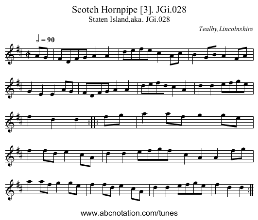 Scotch Hornpipe [3]. JGi.028 - staff notation