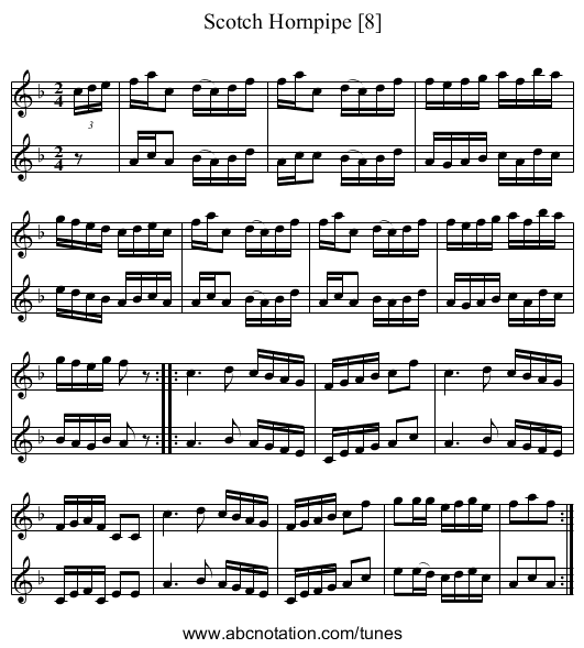 Scotch Hornpipe [8] - staff notation