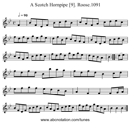 Scotch Hornpipe [9]. Roose.1091, A - staff notation